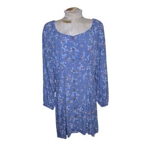 Cotton On floral babydoll mini dress long sleeves button-front Size XL